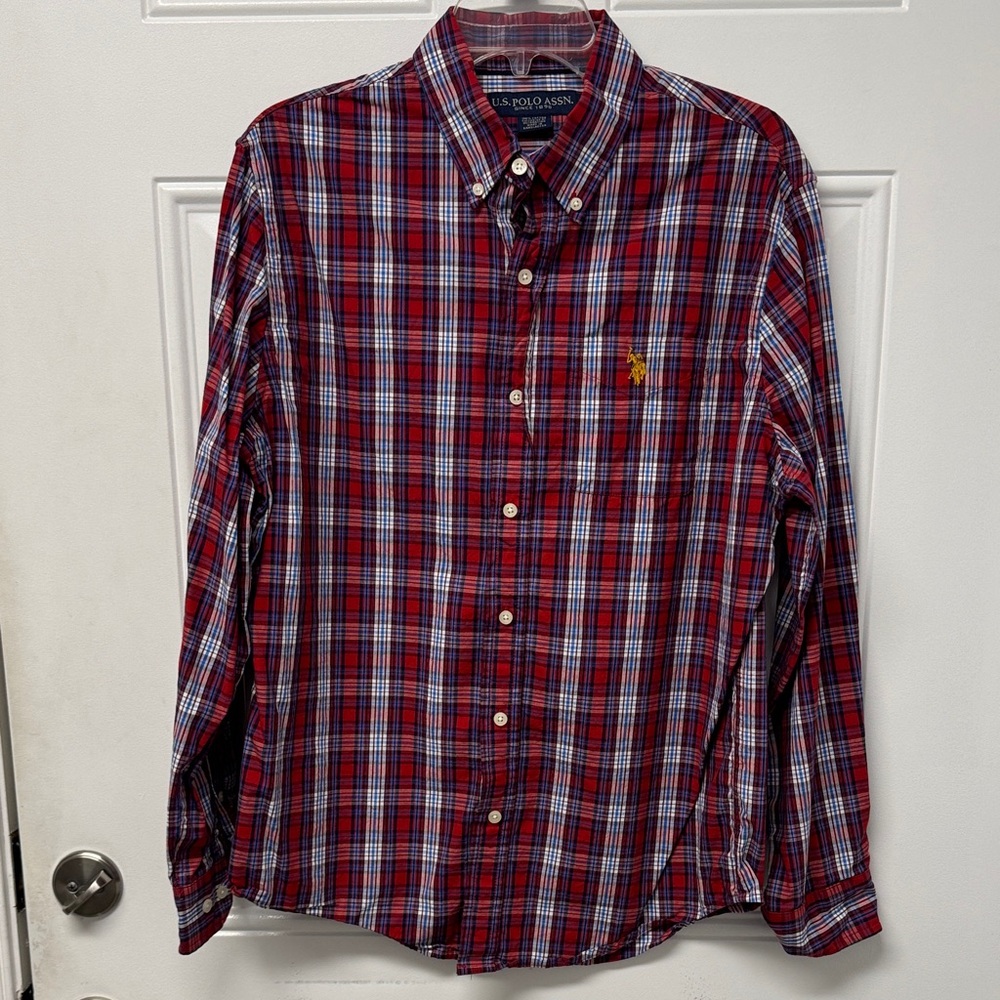 Polo by Ralph Lauren Men's Red and Blue Plaid Shirt